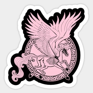 Greek Pegasus (pastel pink with background) Sticker